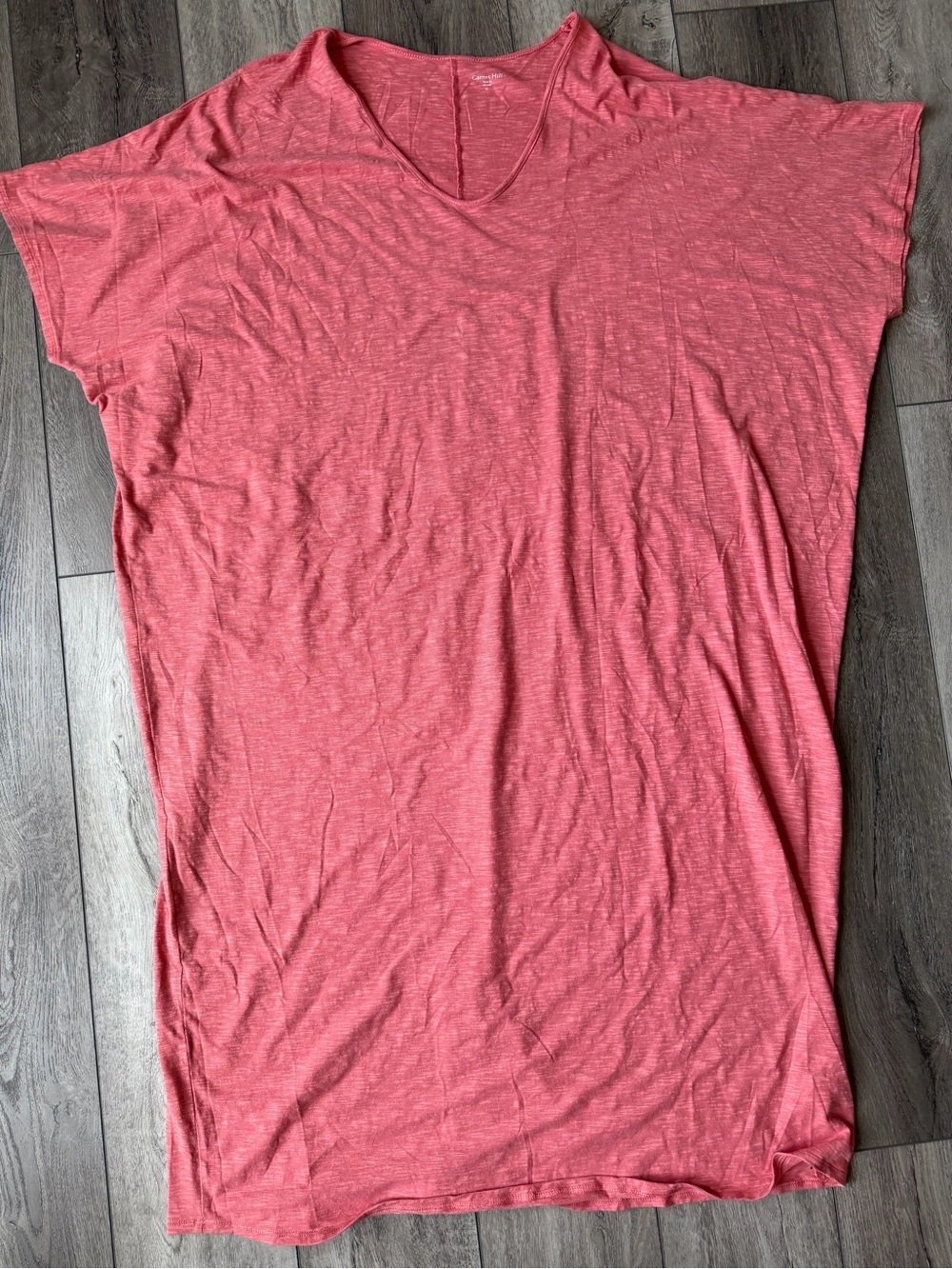 Garnet Hill- Lightweight Women's V-Neck Dress in Coral (XL)
